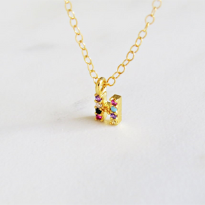 
                
                    Load image into Gallery viewer, 18k Gold Plated Rainbow Initial Necklace
                
            